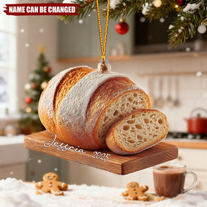 Personalized Sourdough Bread Acrylic Ornament With Name & Year | Unique Rustic Xmas Gift For Bread Lover Hostess Baker