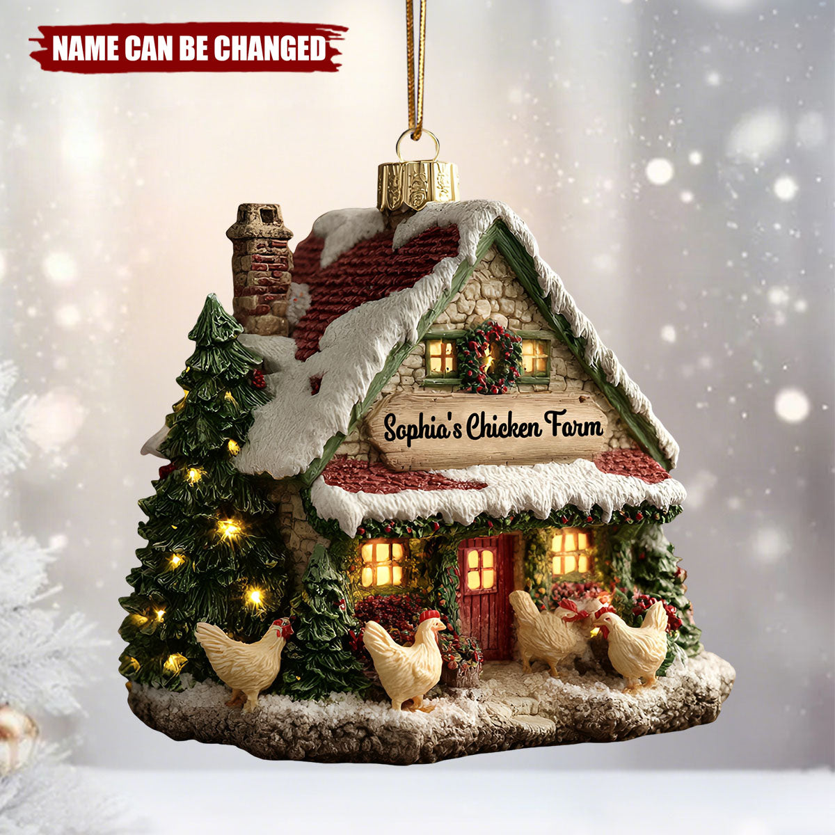 Personalized Chicken Farm Christmas Ornament With Name,Heartwarming Gift For Chicken Farmers & Farm Families