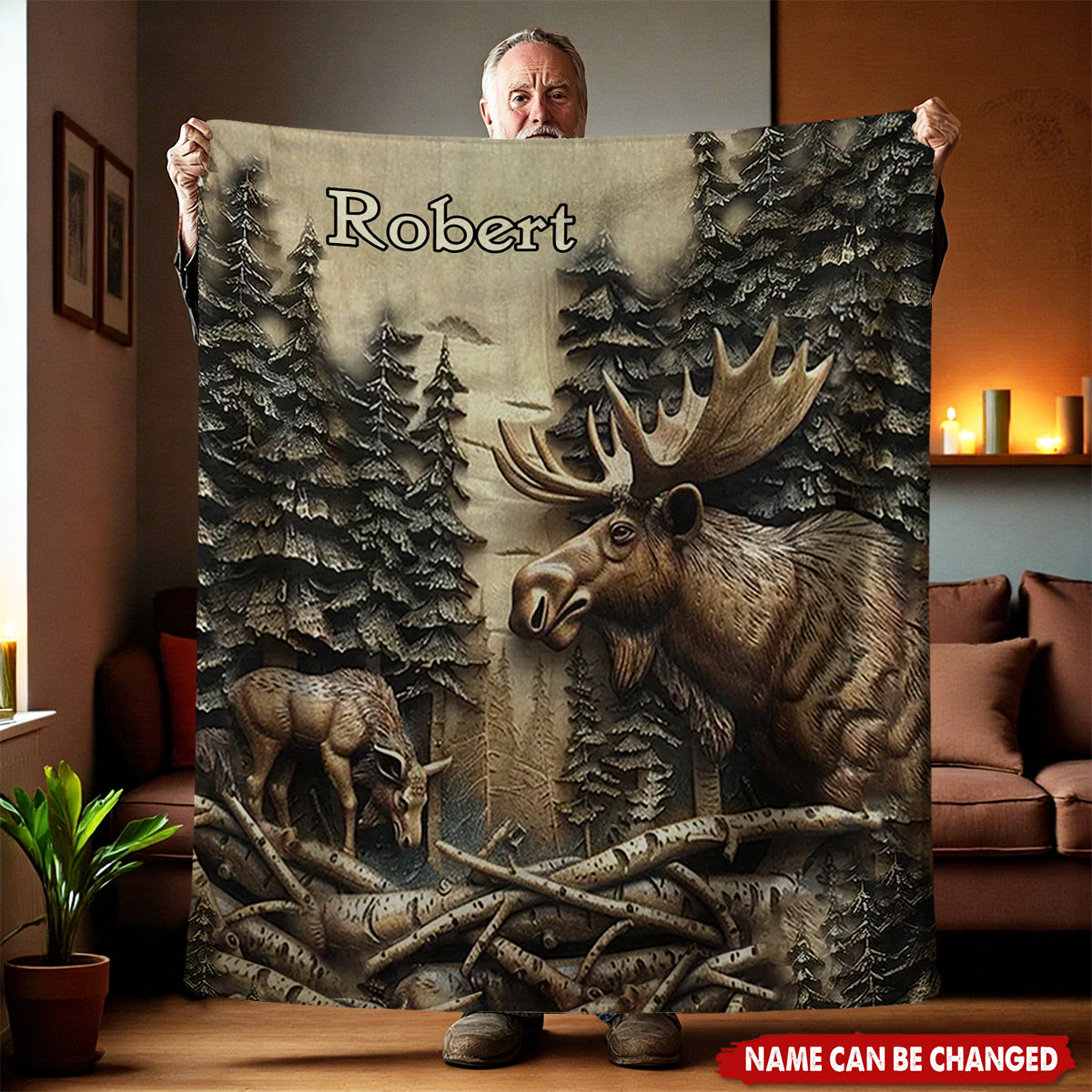 Personalized Love Hunting Blanket With Name | Rugged Outdoor Decor Gift For Hunters Dad Grandpa