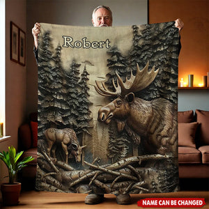 Personalized Love Hunting Blanket With Name | Rugged Outdoor Decor Gift For Hunters Dad Grandpa