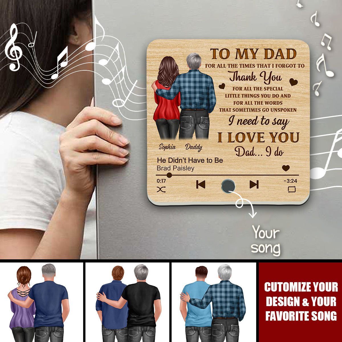 Personalized Music Fridge Magnet To My Dad Our Song Gift From Daughter Son,Father's Day Gift