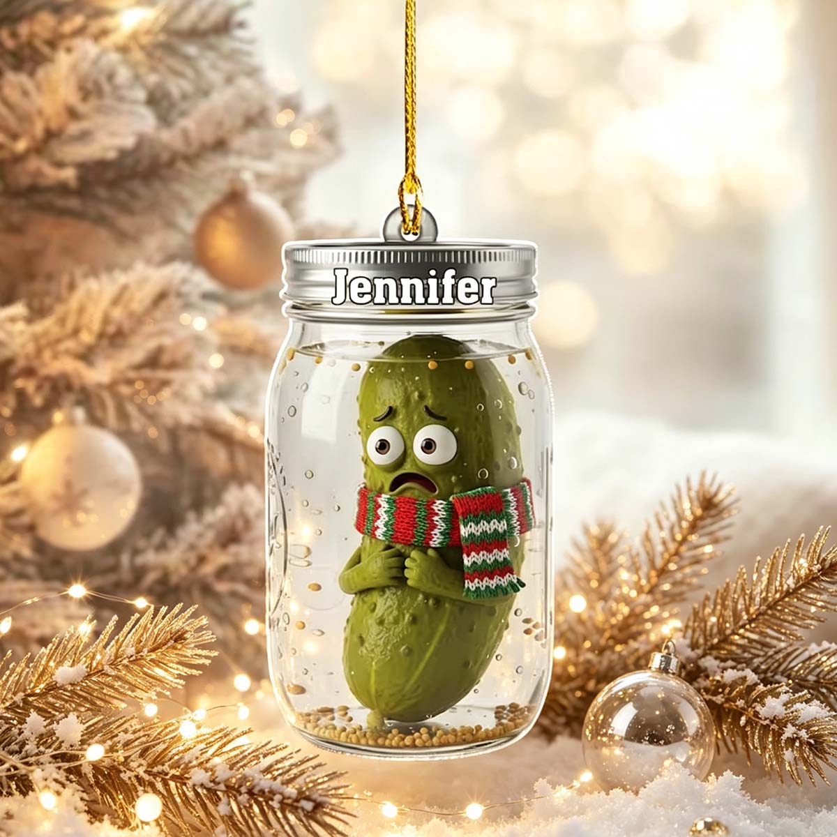 Personalized Funny Pickle Jar Acrylic Ornament - Christmas Gift For Friend Families Pickle Lovers