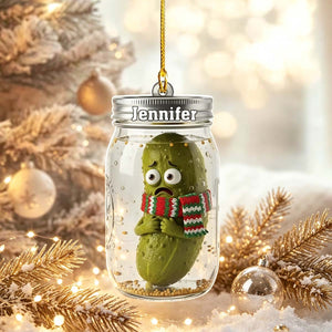Personalized Funny Pickle Jar Acrylic Ornament - Christmas Gift For Friend Families Pickle Lovers