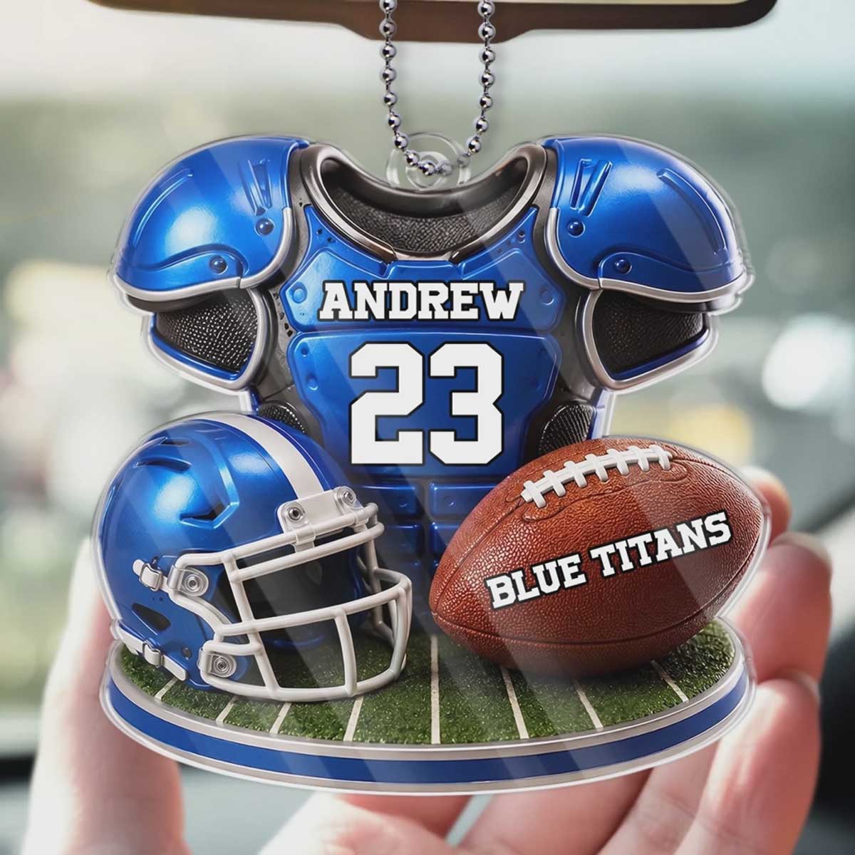 Personalized American Football Acrylic Car Ornament - Gifts For American Football Lovers