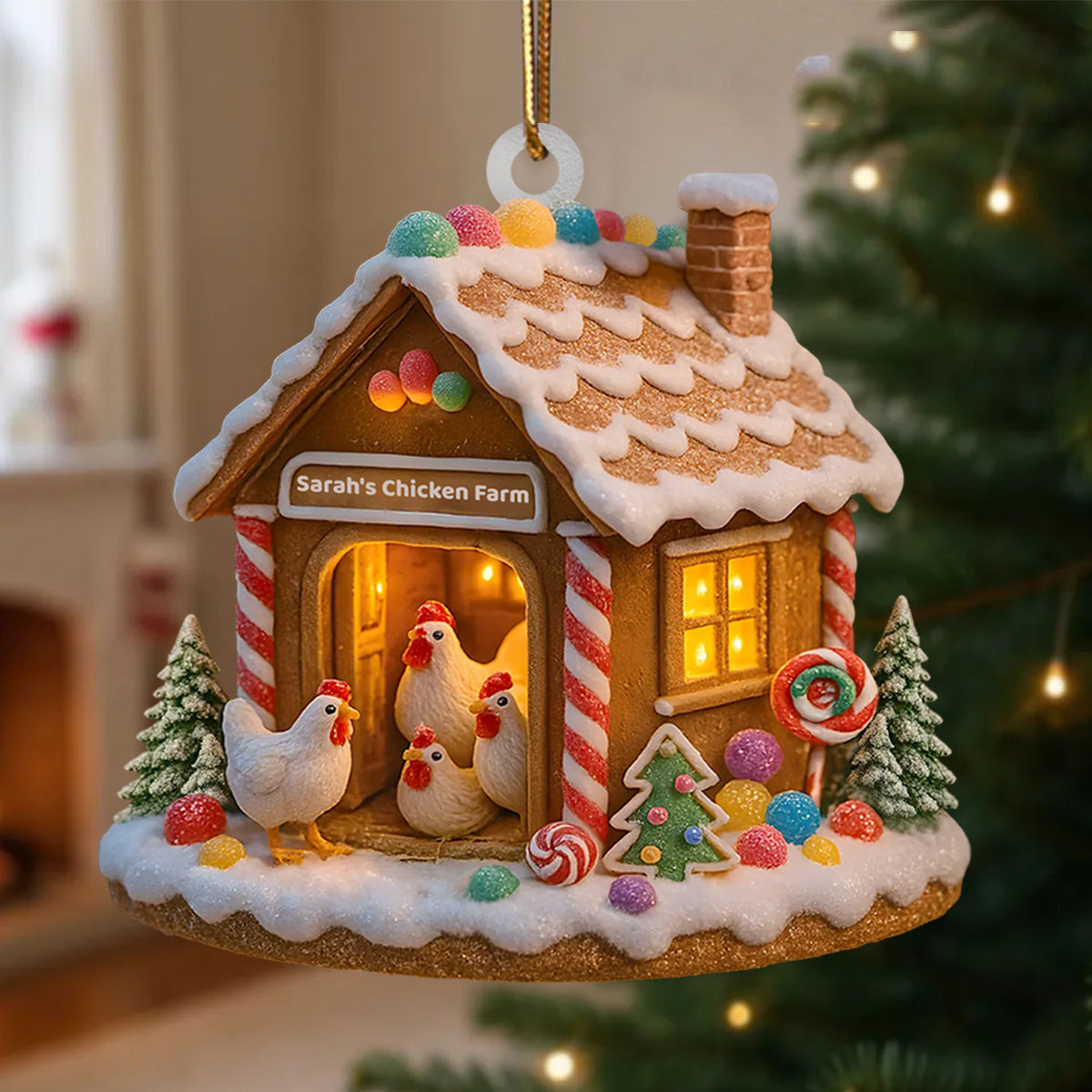 Personalized "Home Sweet Home" Chicken Farm Ornament with Name,Unique Xmas Gift For Chicken Lovers & Farming Families