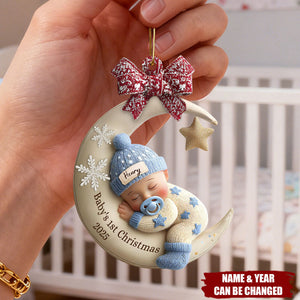 Personalized Moon Angel Baby Christmas Ornament With Name Year | Celebrate Newborn's First Christmas Joy For Family