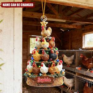 Personalized Chicken Christmas Tree Ornament With Name | Rustic Coop Farm Decor | Gift For Chicken Lovers & Farmers