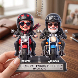 Hanger Riding Partners For Life - Personalized Cute Motorcycle Couple Car Ornament