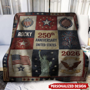 Personalized 250th Anniversary Patriot Blanket With Name | Luxurious Independence Day Keepsake For Patriotic Families & 2026 Celebration