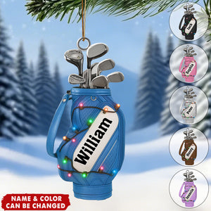 Personalized Golf Bag Ornament With Name Color & Christmas Lights Unique Christmas Gift For Golfer Golf Coach And Lover