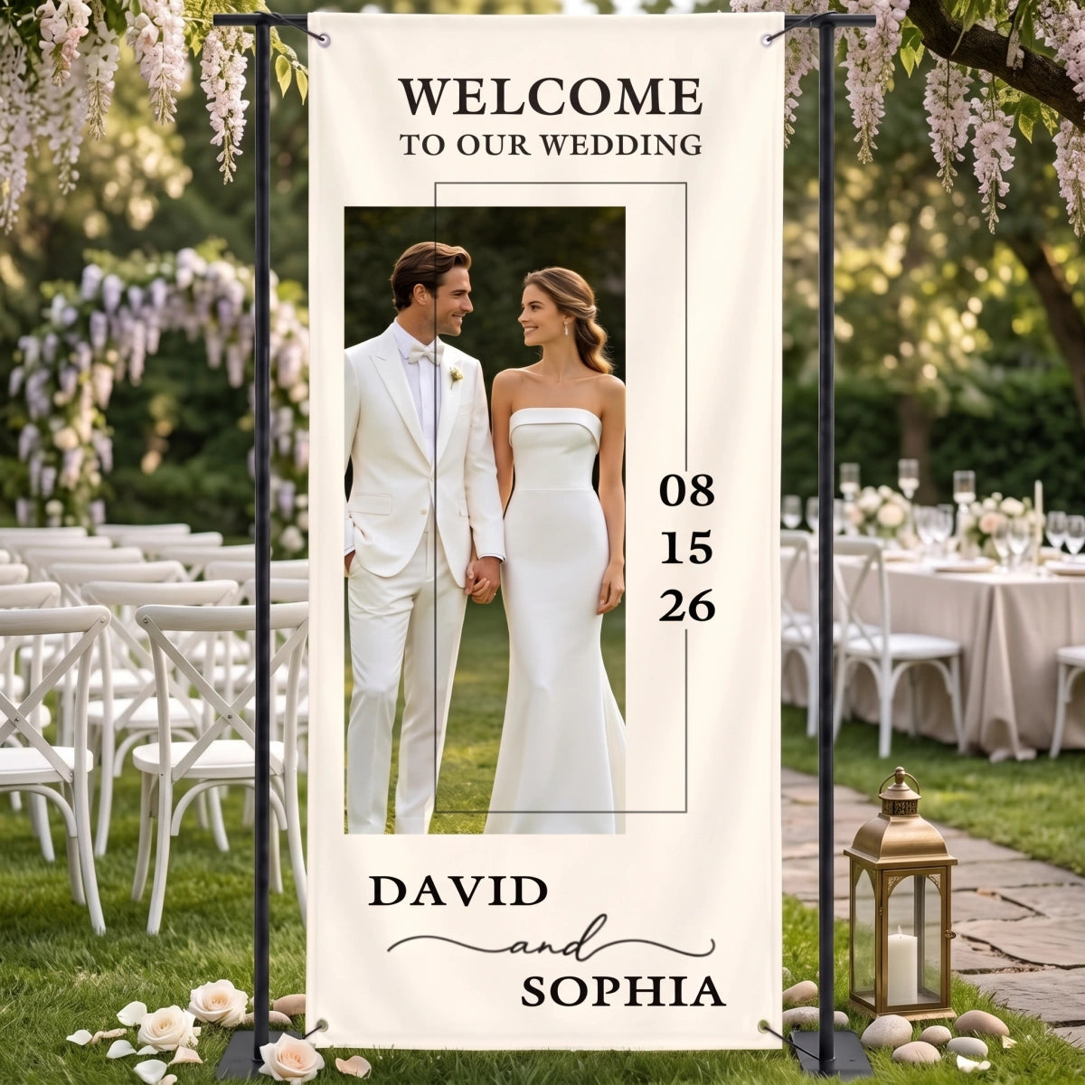 Personalized Wedding Welcome Banner | Custom Photo Date Name | Engagement Decor For Couple