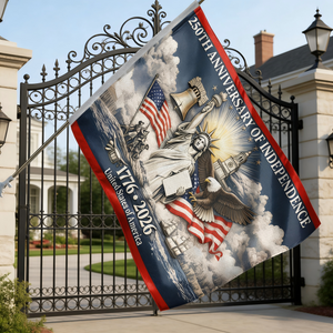 Personalized America 250th Anniversary House Flag With Name | Patriotic Gift For Family