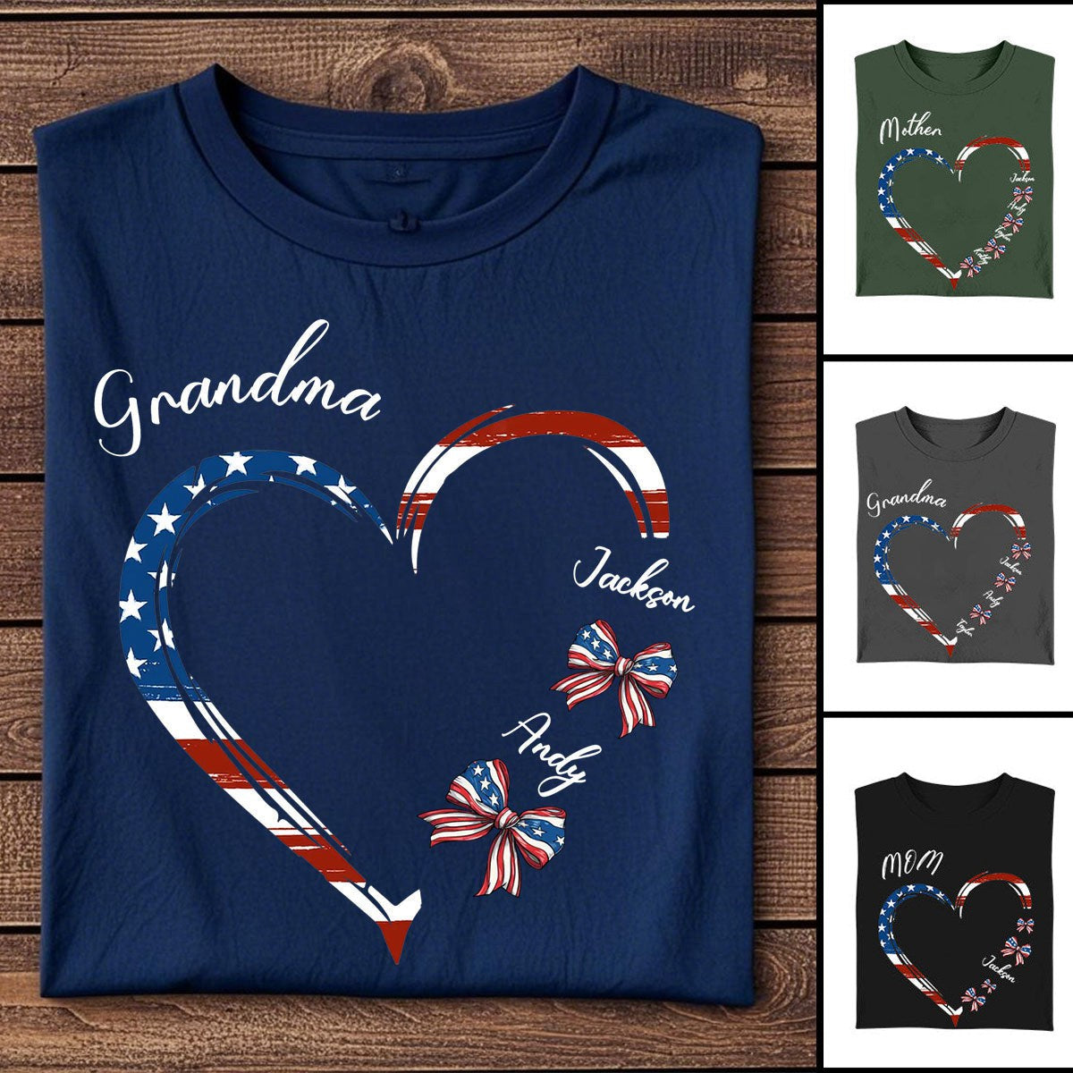 Family Personalized Custom Unisex T-shirt - My Heart Belongs To These Little Patriots - 4th Of July, Gift For Mom, Grandma