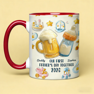 Personalized "Our First Father's Day Together" Ceramic Accent Mug With Names & Year | Heartfelt 2026 Gift For New Dads