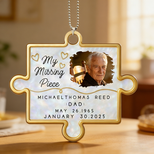 Personalized "Our Missing Piece" Acrylic Car Ornament With Photo & Name & Dates - Heartfelt Sympathy Gift Memorial Keepsake For Loss Of Family