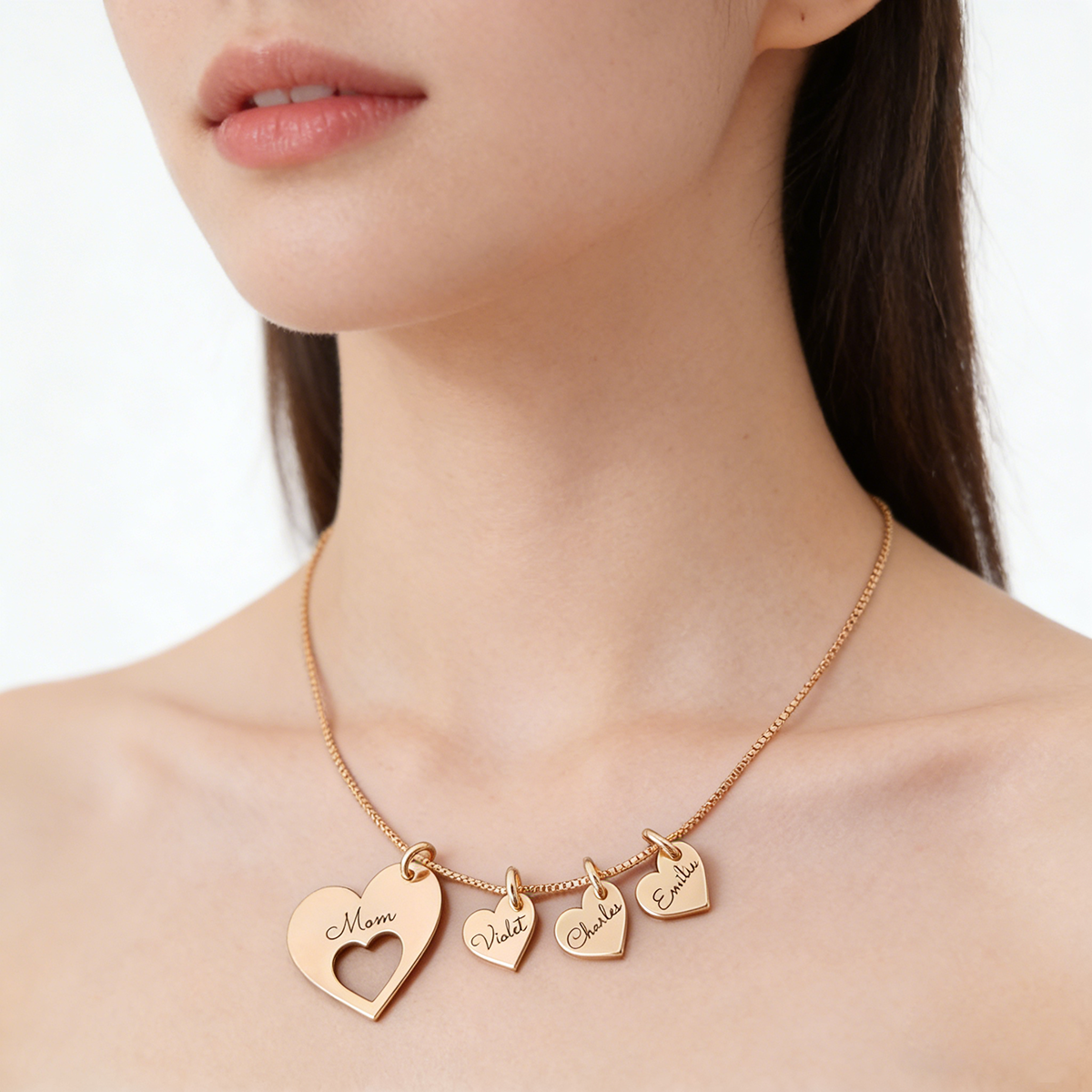 Personalized Heart Necklace With 1-3 Kids' Names | Elegant "Mom & Kids" Connection Mother's Day Gift For Mom