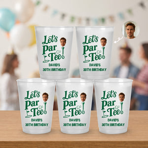 Personalized Photo Golf Birthday Party Cups - Custom Let's Par-Tee Frosted Drinkware Favors