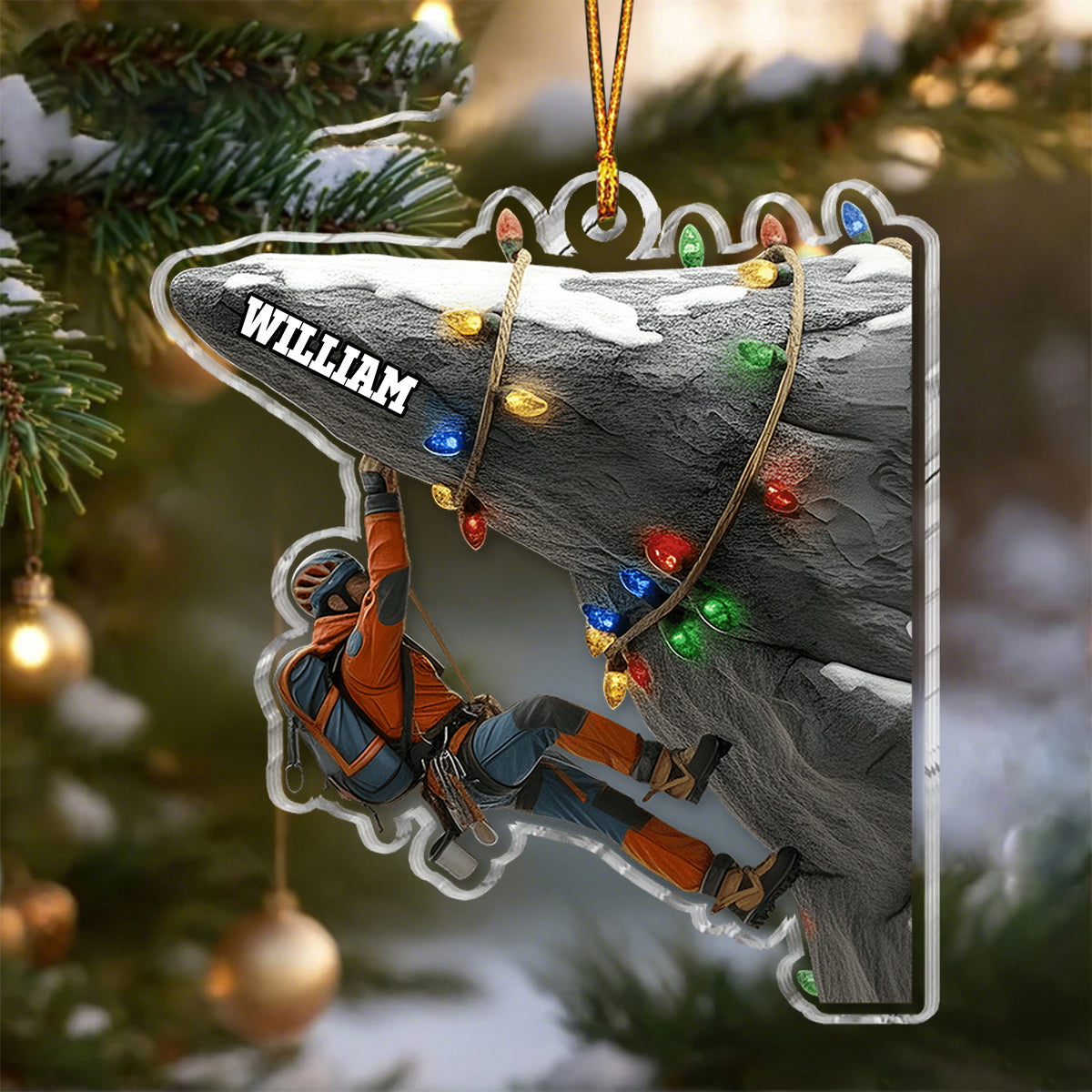 Personalized Rock Climber Ornament | Custom Name & Color | Climbing Christmas Gift for Outdoor Lovers