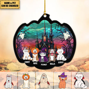 Happy Halloween With Fur Babies - Personalized Acrylic Ornament