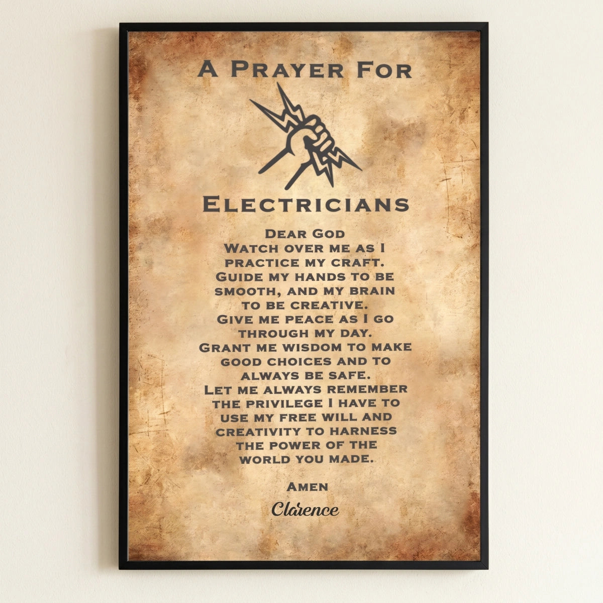 Personalized Electrician's Prayer Canvas Poster - Custom Name Gift For Electrical Workers