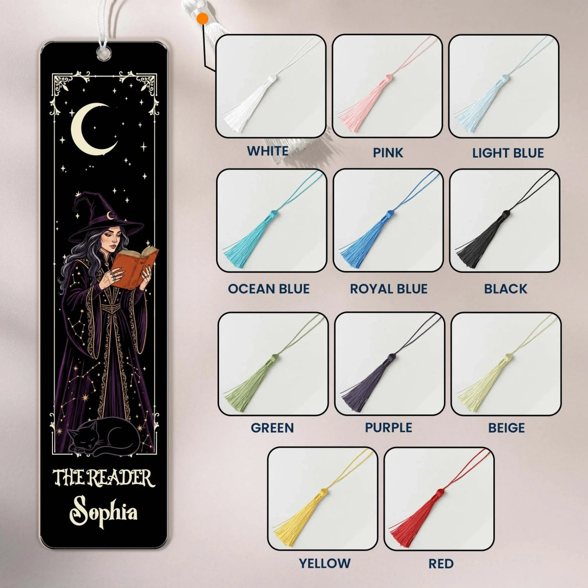 Personalized Gothic Bookmark With Name - Spooky Ghost Witchy -Halloween Gift For Book Lovers