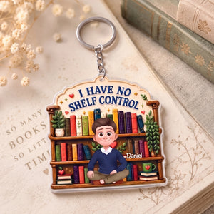 Personalized "I Have No Shelf Control"  Book Acrylic Keychain - Gift For Readers & Kids