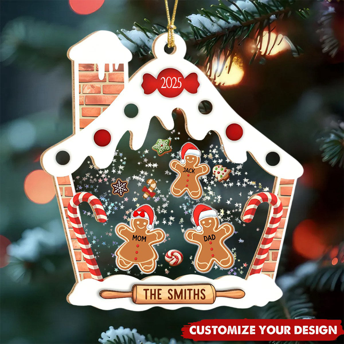 Personalized Gingerbread House Family Shaker Ornament With 2-6 Names & Design Unique Holiday Decoration To Bring Joy To Your Home