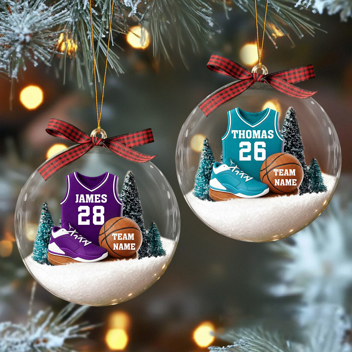 Personalized Basketball Kit Snow Ornament With Name Number & Team Christmas Gift For Athlete Sports Lover Son Boyfriend