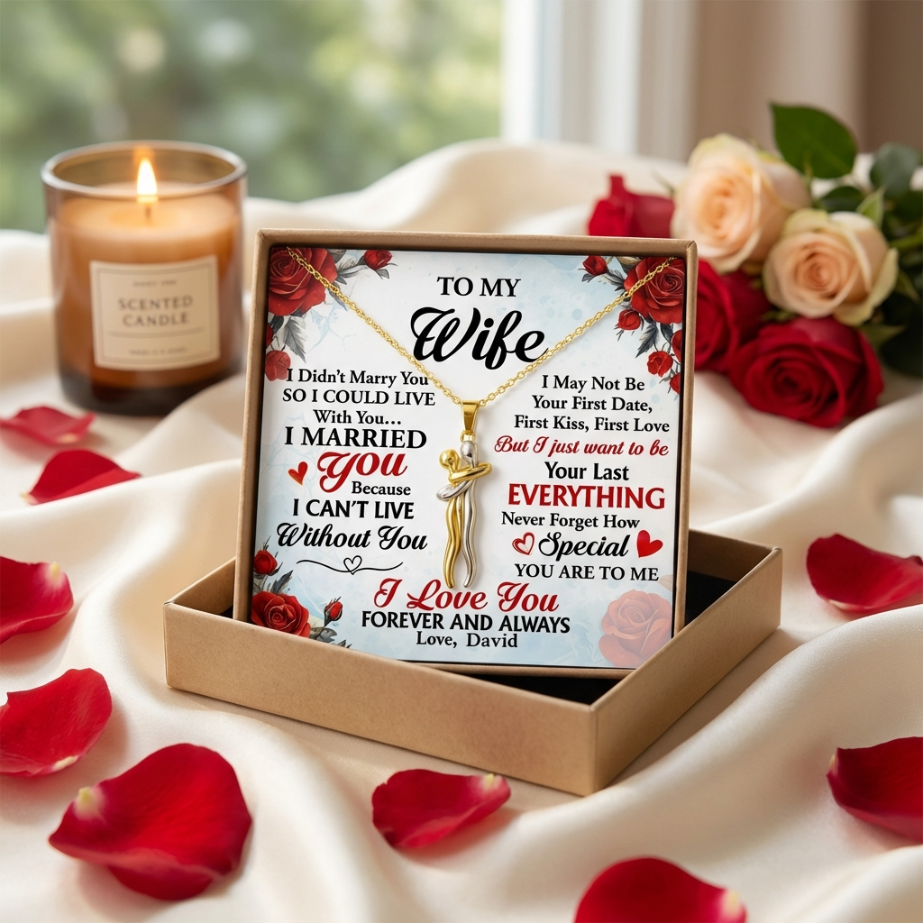 Personalized "I Can't Live Without You" Hug Charm Necklace With Name Message Card | Romantic Gift For Couple