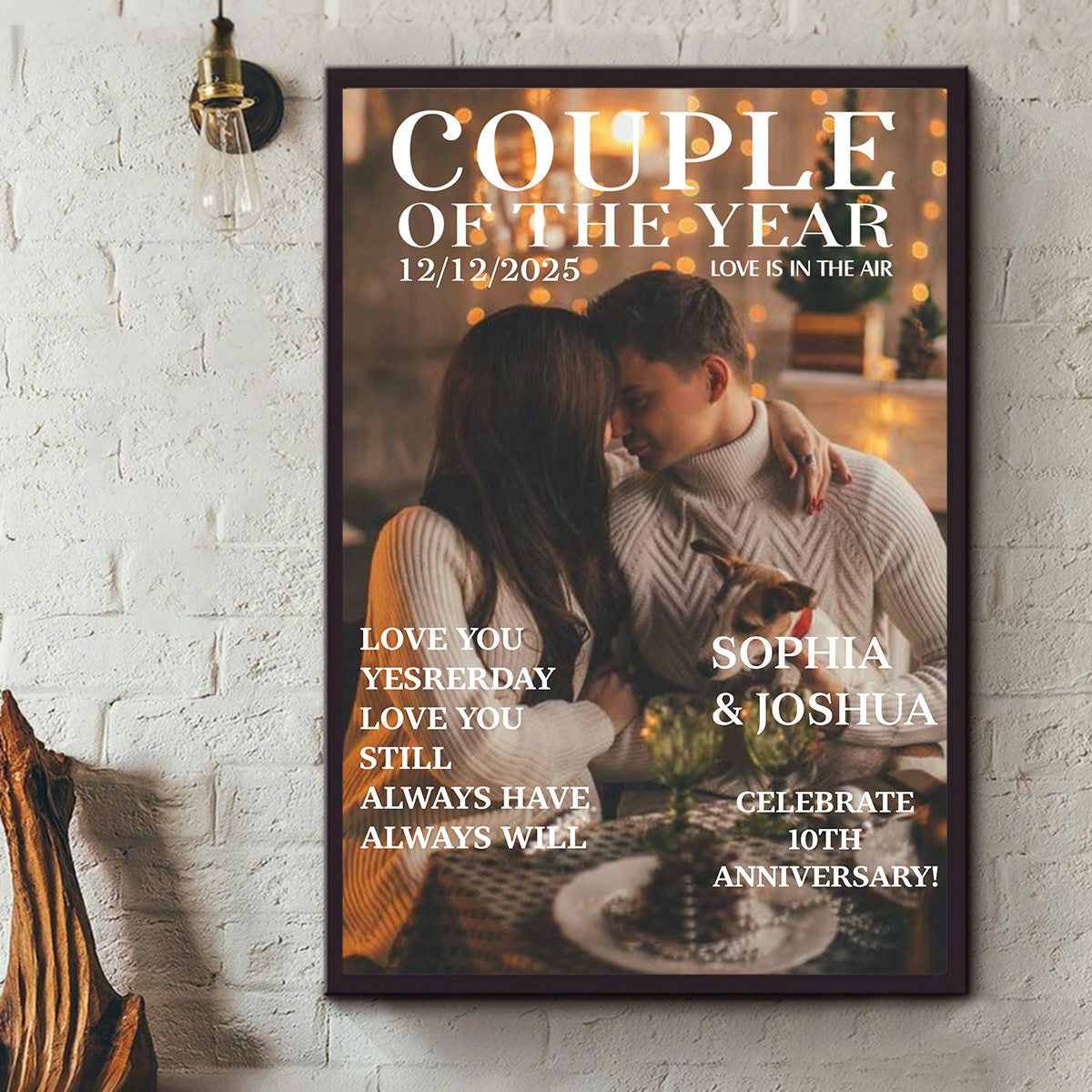 Personalized "Couple Of The Year" Magazine Cover Art Print Poster With Photo Names & Texts Romantic Anniversary Birthday Gift For Couple