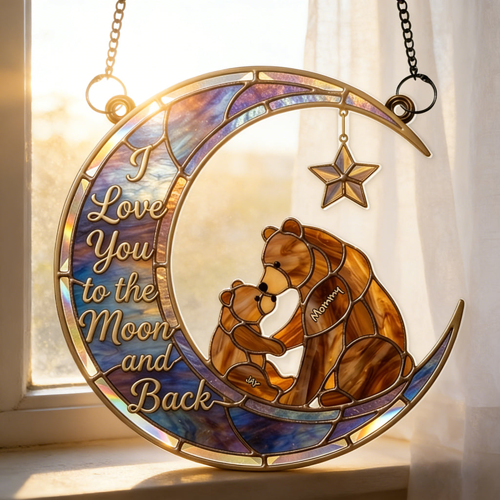 Customized Bear Family Sign Suncatcher With Mommy & Cubs Names - Mother's Day Gift For Mom & Grandma