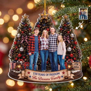 Personalized Photo Acrylic Ornament With America 250th Anniversary - Christmas Gift For Family