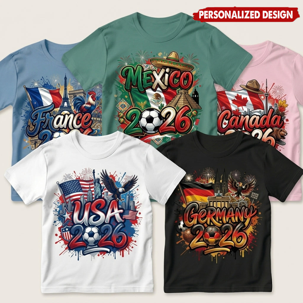 Personalized 2026 World Cup Country T-Shirt With Name & lcon | Gift For Soccer Fans