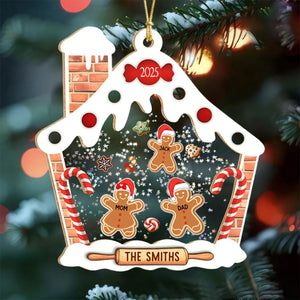 Personalized Gingerbread House Family Shaker Ornament Christmas Gift