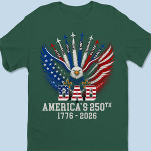 Personalized America 250th Anniversary T-shirt With 1-8 Kid's Names - Father's Day Gift For Him