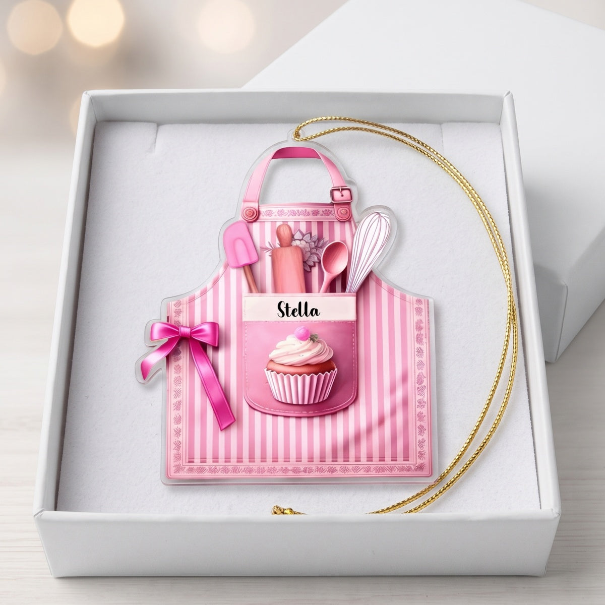Personalized Baker Apron Christmas Ornament - Baking Lover Gift - Cute Kitchen Holiday Decor