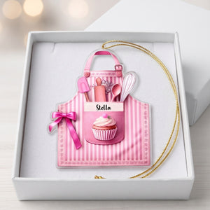 Personalized Baker Apron Christmas Ornament - Baking Lover Gift - Cute Kitchen Holiday Decor