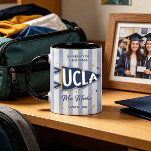 Two-Tone Strip Mug With Name & Class Of 2026 - Personalized College Graduation Gift For Her & Him