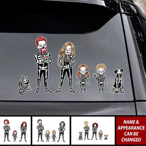 Personalized "Our Spooky Family" Halloween Stick Figures Decal With Design,Halloween Decor For Cars,Walls & More
