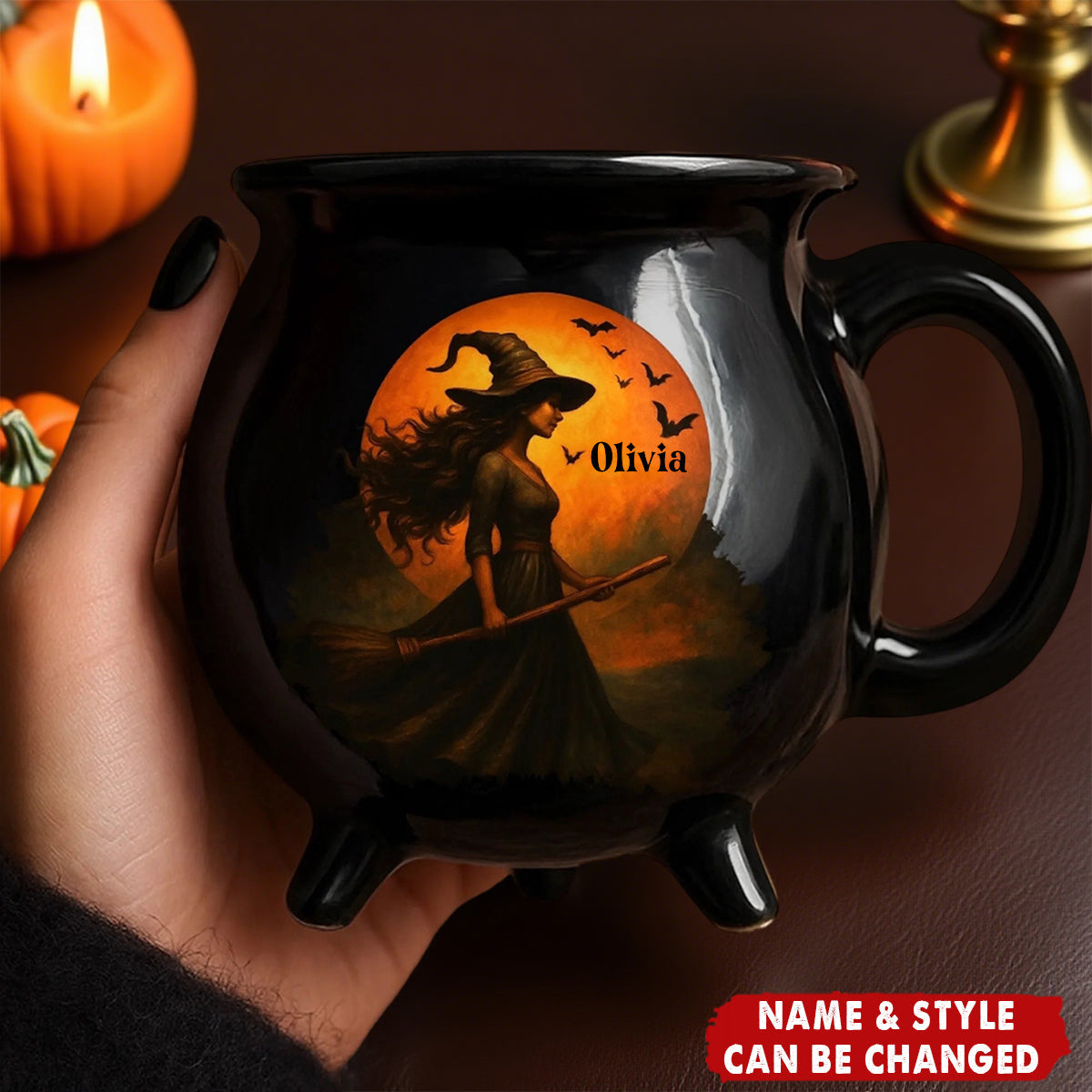 Personalized Witch Cauldron Coffee Mug With Name Unique Halloween "Brewing Magic" Gift For Coffee Lovers