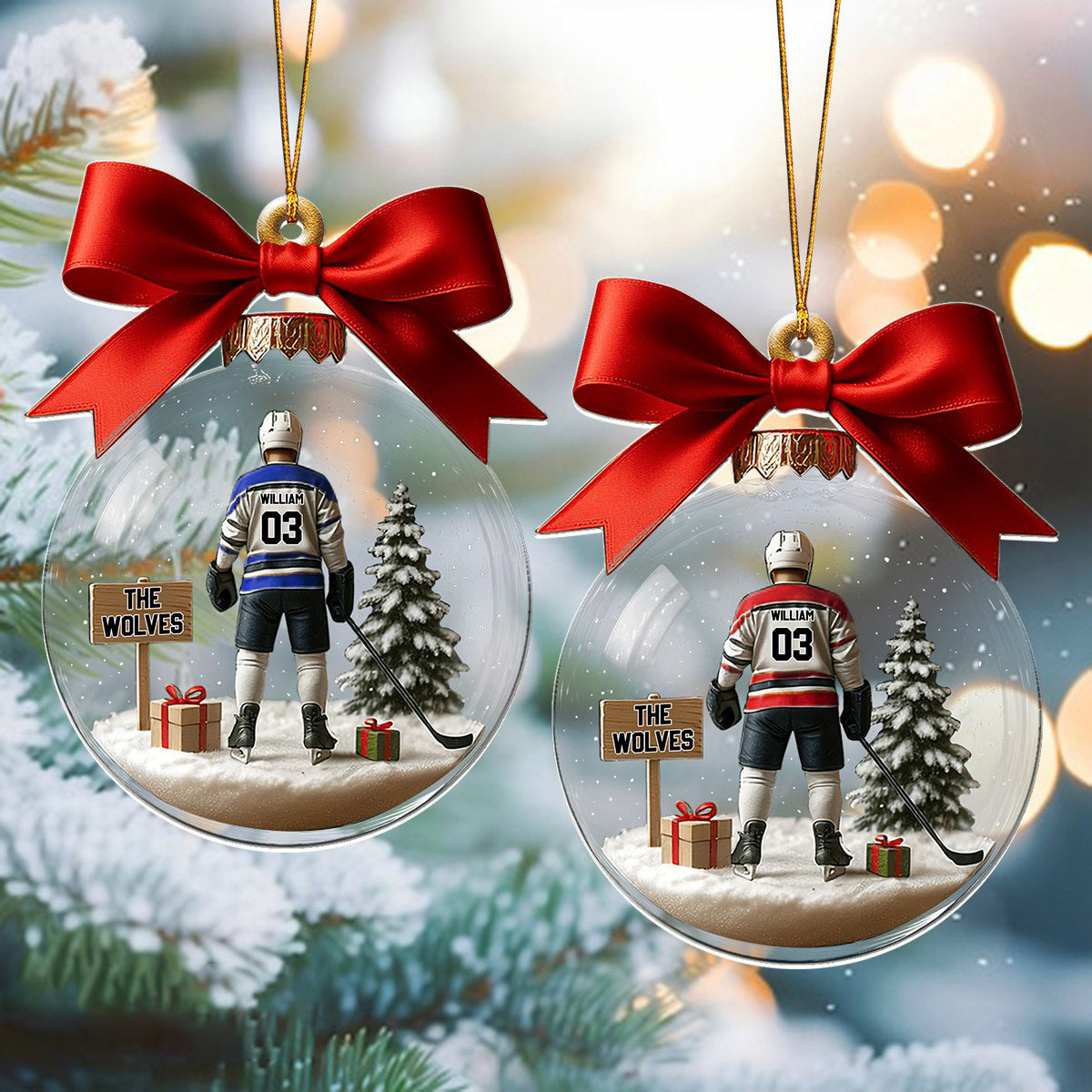 Personalized Hockey Player Ornament With Name Number & Color Unique Christmas Gift For Hockey Players Coach Sports Lover