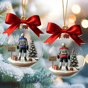 Personalized Hockey Player Ornament With Name Number & Color Unique Christmas Gift For Hockey Players Coach Sports Lover