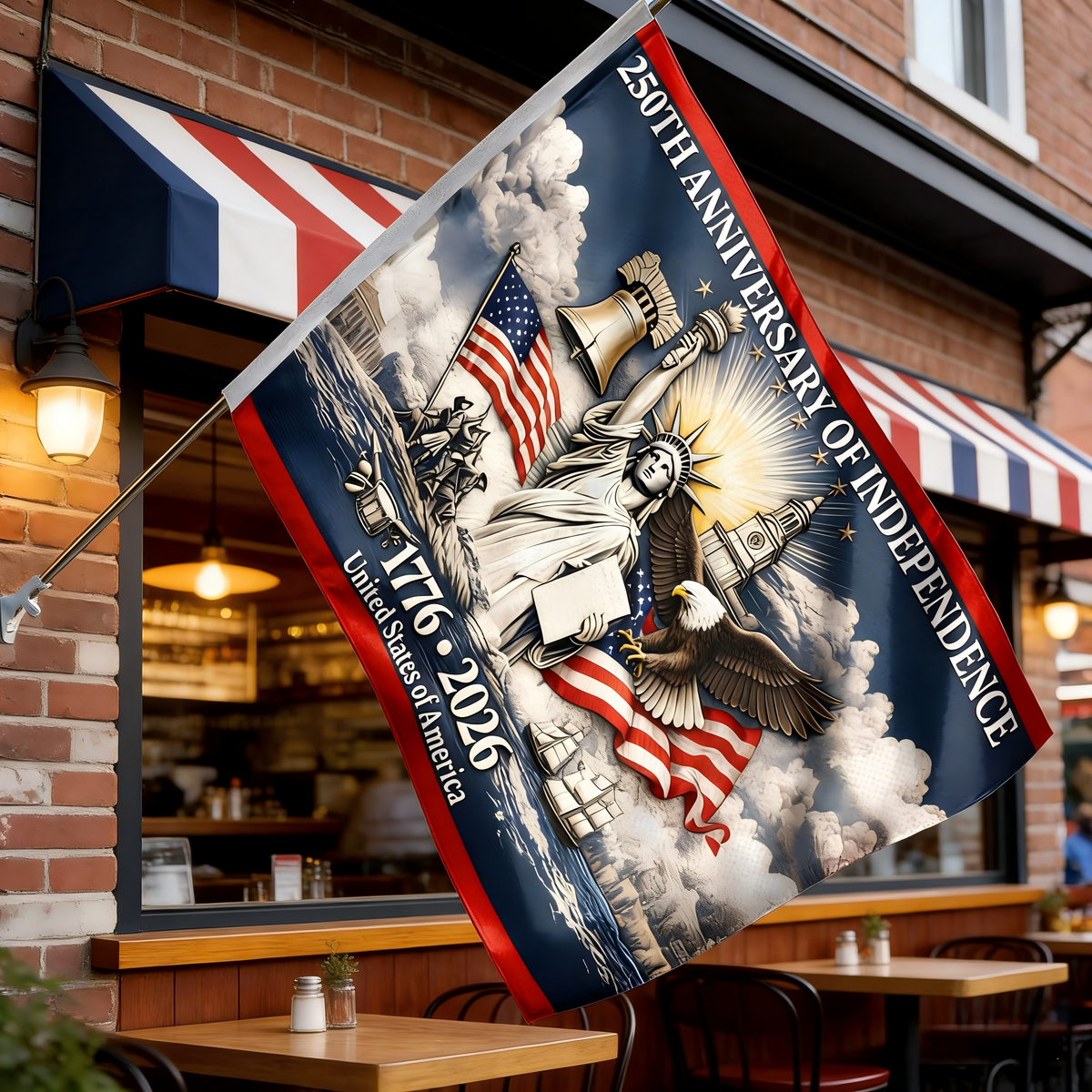 Personalized America 250th Anniversary House Flag With Name | Patriotic Gift For Family