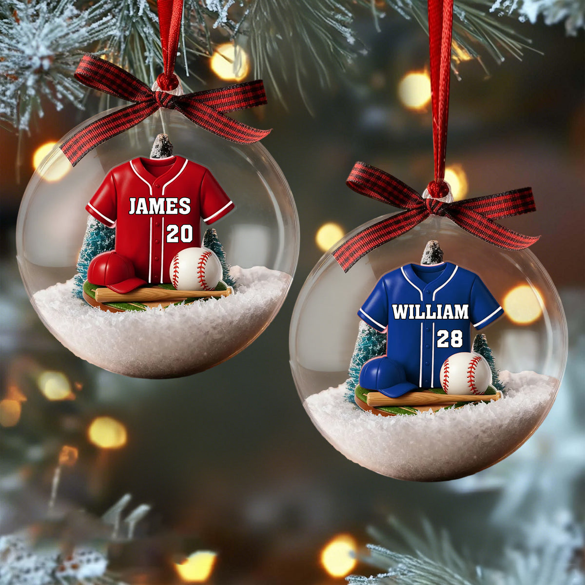 Personalized Baseball Kit Snow Ornament With Name & Number Best End-of-Season Gift For Baseball Player Dad Kid