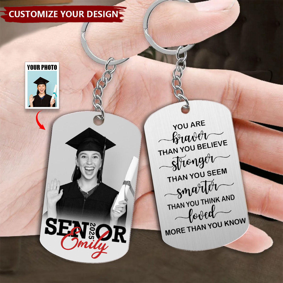 You’re Braver Than You Believe  - Personalized Stainless Steel Photo Keychain