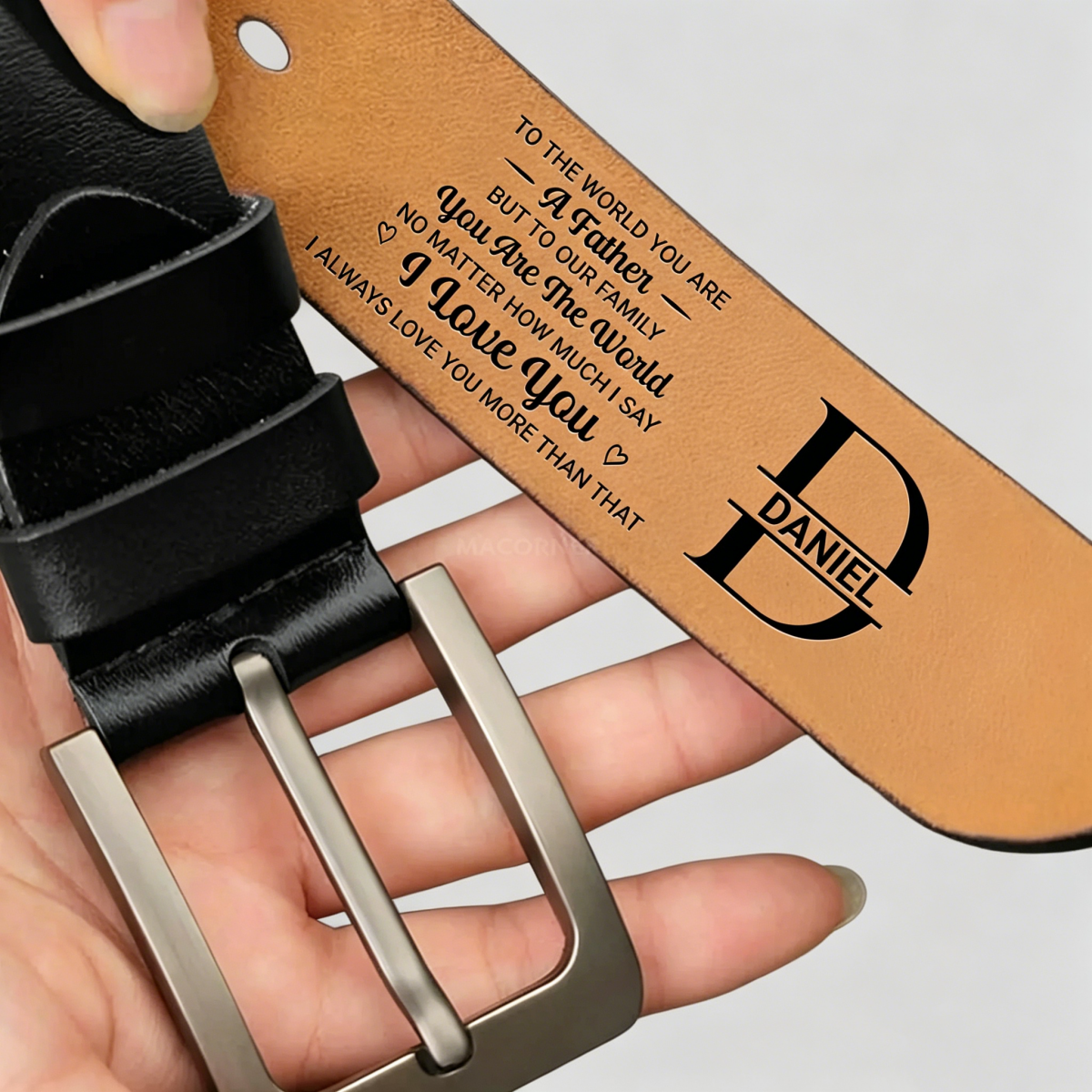 Personalized "I Love You Dad" Engraved Leather Belt - Unique Father's Day Gift