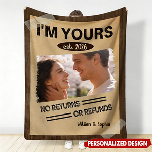 Personalized "I'm Yours" Couple Photo Blanket With Names & Date | Romantic Valentine's Day Gift For Couple