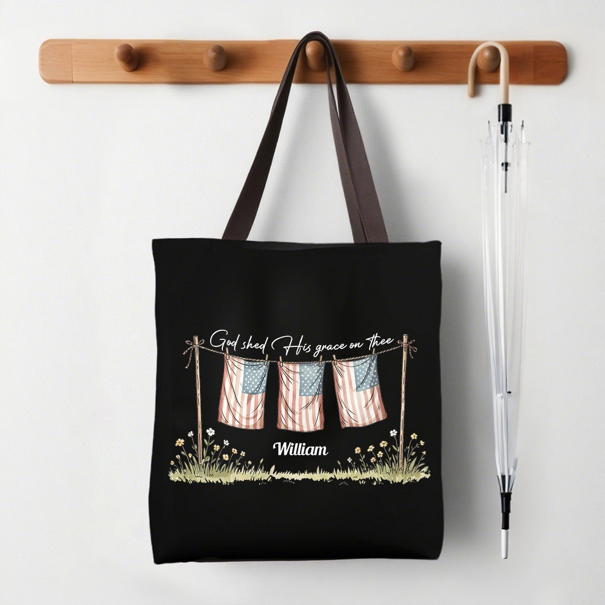 Personalized Tote Bag God Shed His Grace On Thee Independence Day Faith and Freedom Christian