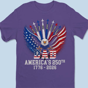 Personalized America 250th Anniversary T-shirt With 1-8 Kid's Names - Father's Day Gift For Him