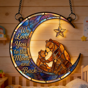 Customized Bear Family Sign Suncatcher With Mommy & Cubs Names - Mother's Day Gift For Mom & Grandma